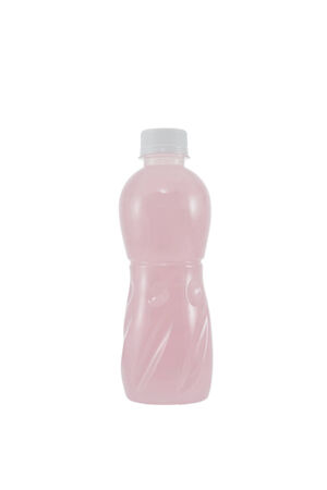 bottle of lychee juice isolated on whiteの写真素材