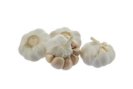 garlic isolated on white backgroundの写真素材