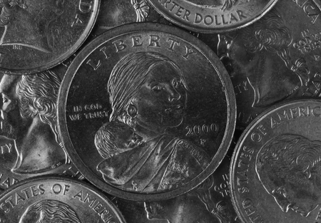 image of us coin,Black And Whiteの写真素材