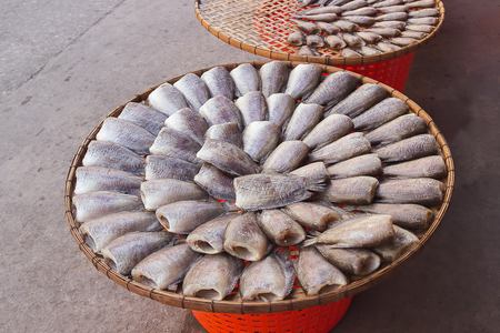 Dry gourami fish in the marketの写真素材