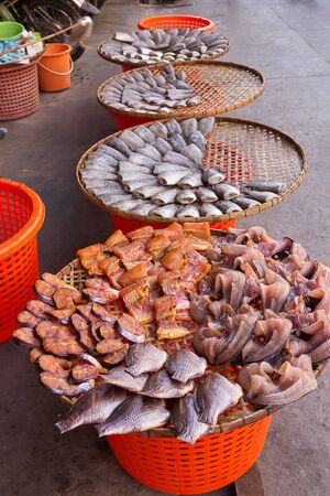 Dry gourami fish in the marketの写真素材