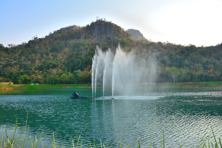 View of fountain mountain water natural landscape with sunny.の写真素材