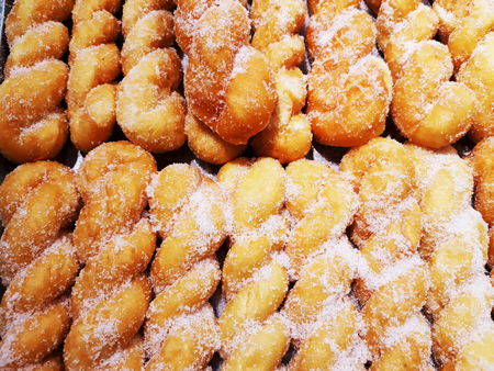 group of Bread with sugar stacked background
