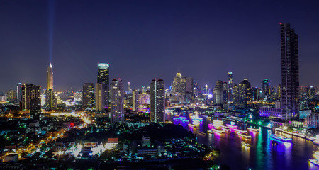 Night cityscape of Bangkok horizon in new year eveの写真素材