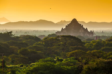 Sunrise over Dhammayangyi temples, Bagan, Myanmar.の写真素材