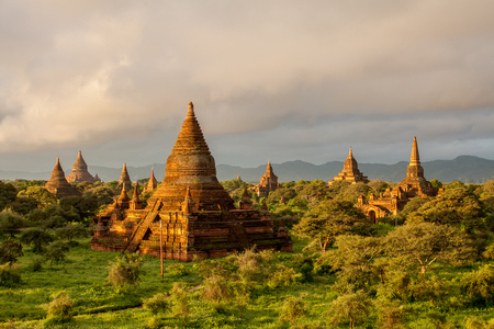 Sunrise over Bagan temples, Myanmar.の写真素材