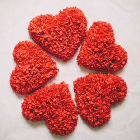 Paper made for red heart with white paper background, vintage tone.