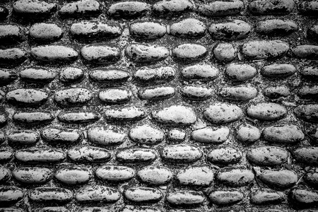 real stone wall pattern, black and whiteの写真素材