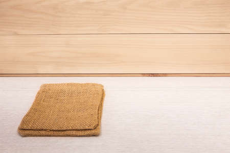 Linin serving mat on table as background with copy space.の写真素材
