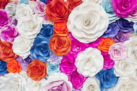 Colorful paper flower for backdrop wedding wallpaper.の写真素材
