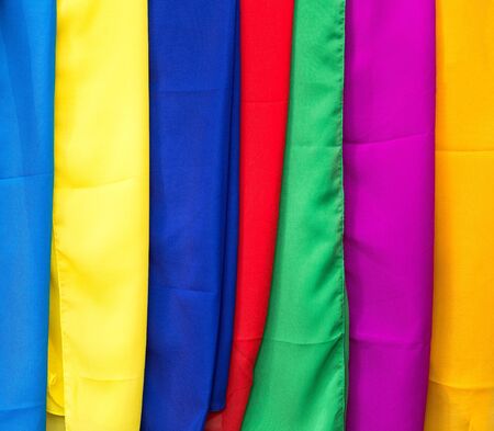Colorful balinese cloth for sale, Abstract fabric texture background.の写真素材