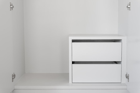 White Drawer in empty cupboardの写真素材