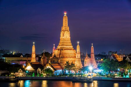 Wat Arun Temple at twilight in bangkok Thailand .のeditorial素材