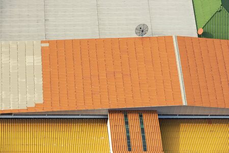 Closeup of roof from top view. Abstract background.の写真素材