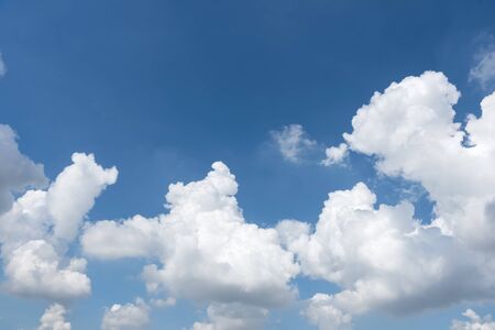 Dancing cloud, white cloud in blue sky. Natural background.の写真素材