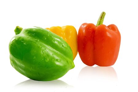 three colors of bell peppers, thai.の写真素材