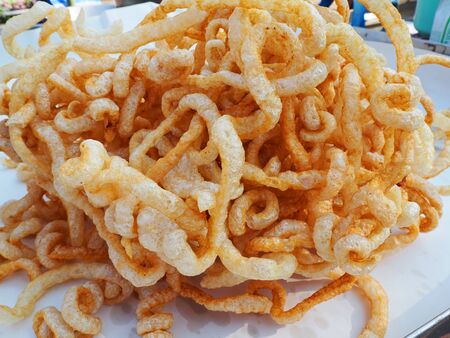 Pork belly fried in a tray.の写真素材