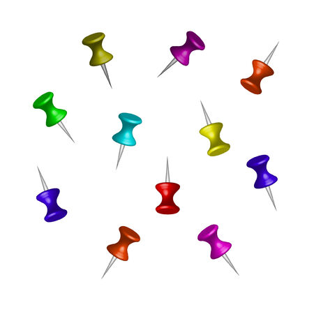 Set of multicolored pushpinsのイラスト素材