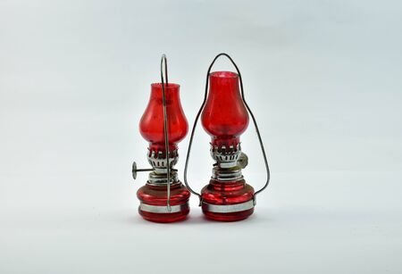 Old fashioned lantern on white backgroundの写真素材