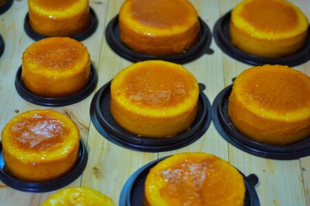 Selective focus, Butter cake on woodの写真素材