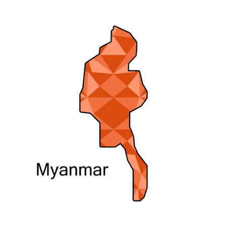 map of Myanmar,low polygonのイラスト素材