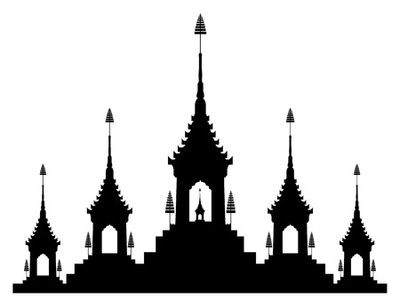 The royal funeral pyre in silhouette black and white illustration.のイラスト素材