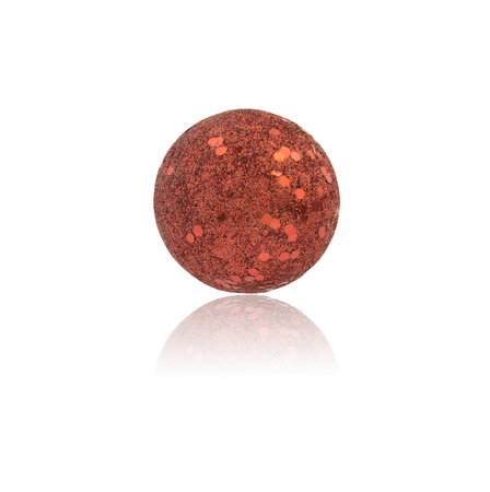 red Christmas ball isolated on white backgroundの写真素材