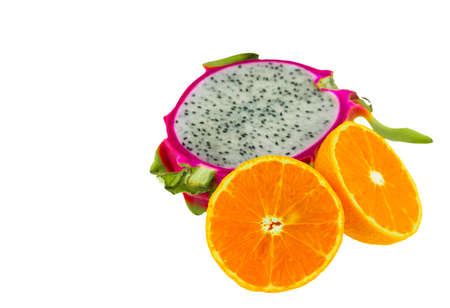 Orange fruit isolated on white background with clipping pathの写真素材