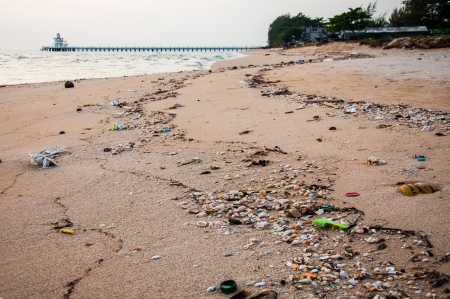 Garbage on the beachの写真素材