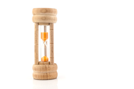 wooden hourglass isolated on white background, time concept