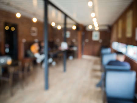 Blur photo of coffee shop for background use.の写真素材
