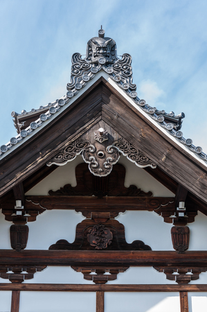 Close up view of roof gable of Tenryuji Temple, Arashiyama, Kyoto.のeditorial素材