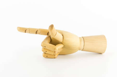 wooden hand: point to the left sideの写真素材