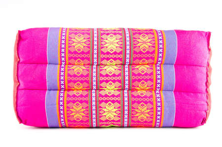 thai beautiful handmade pillow isolated on whiteの写真素材