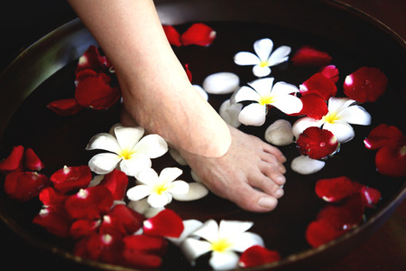 foot spa massage for healthy and relaxingの写真素材