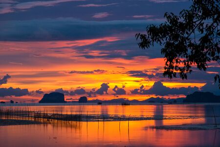 twilight sunset seascape at the beach in thailand