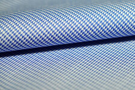 close up striped pattern fabric blue and white of shirt, photo shoot by depth of field for object