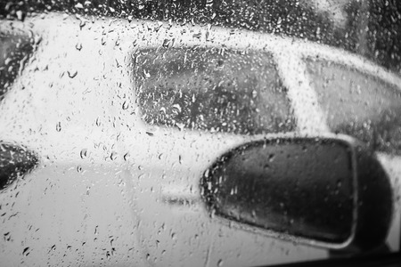 Rainy drop on window car.の写真素材