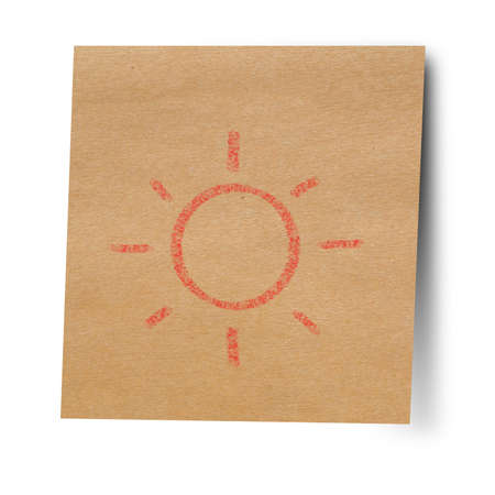 Paper note stick on wall sunの写真素材