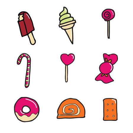 Candy and dessert icon setのイラスト素材