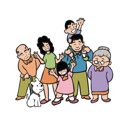 Cartoon character of big warm familyのイラスト素材