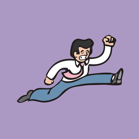 Businessman in white shirt run and jumpのイラスト素材