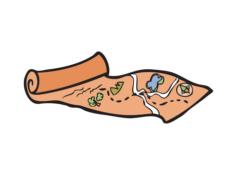 Cartoon drawing of pirate treasure mapのイラスト素材