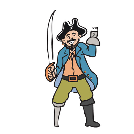 Cartoon character of computer pirate hackerのイラスト素材