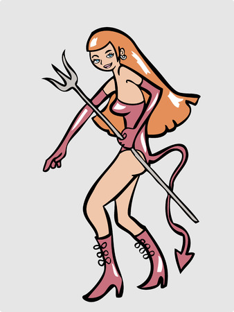 Sexy red devil girl cartoon characterのイラスト素材