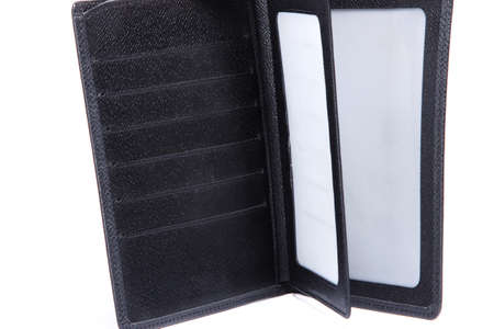 Black empty wallet on white 