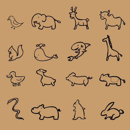 Animal icons zoo collection setのイラスト素材