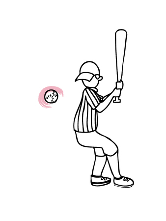 Baseball player drawingのイラスト素材