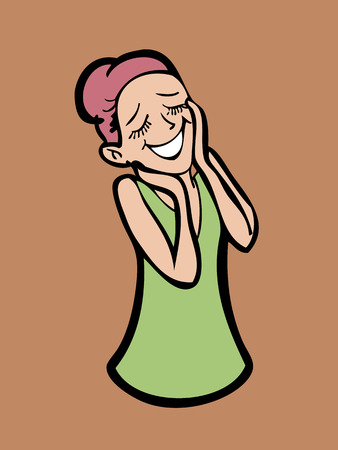 Woman shy character drawing のイラスト素材