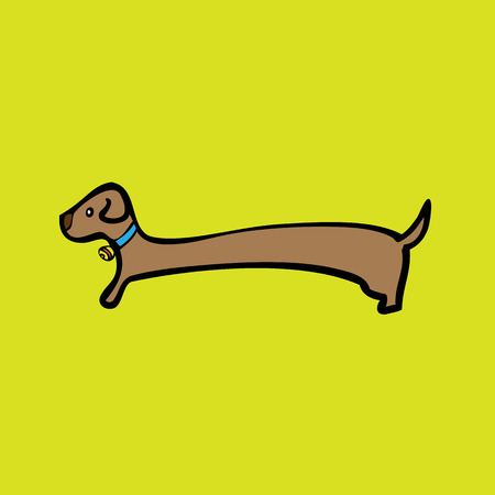 Dachshund long body dog cartoon characterのイラスト素材